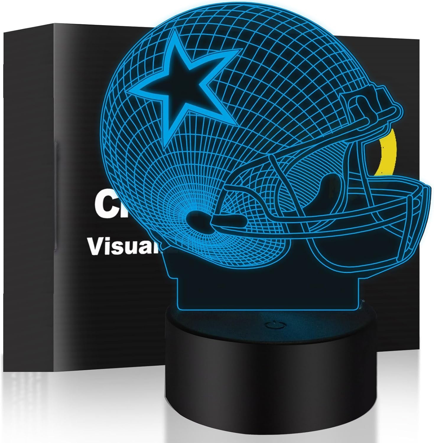 3D Illusion Night Light Desk Lamp, 7 Colors Auto Gradual Changing USB Powered LED Lights with Touch Switch for Kids Gifts Home Decoration (Baseball Helmet) (Baseball Helmet Night Light)